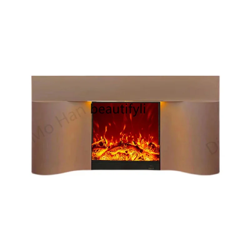 

Special-Shaped Creative Fireplace Entrance Cabinet Large Living Room Curio Cabinet Simulation Flame Electronic Heating Fireplace