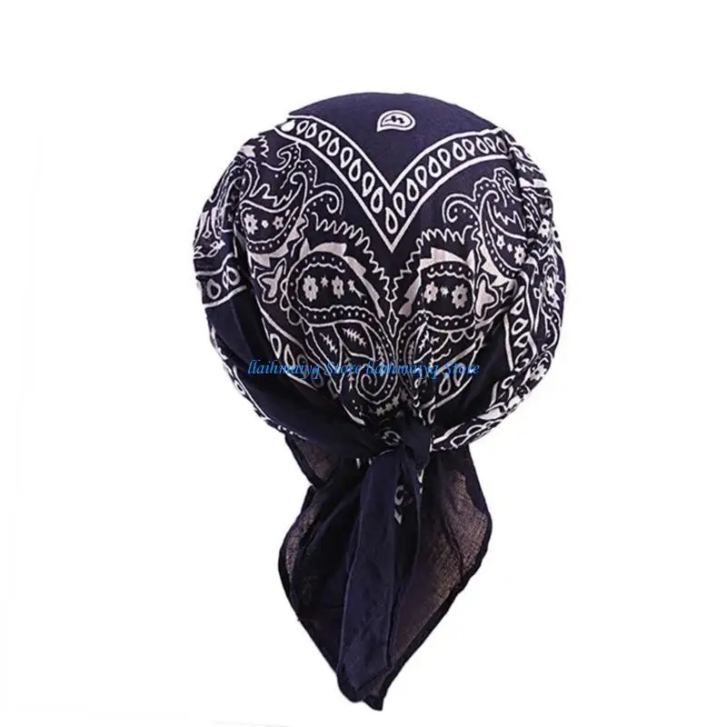 573B 2Pcs Cotton Bandana Baseball Cap with Visors and Tie Back for Outdoor Wear