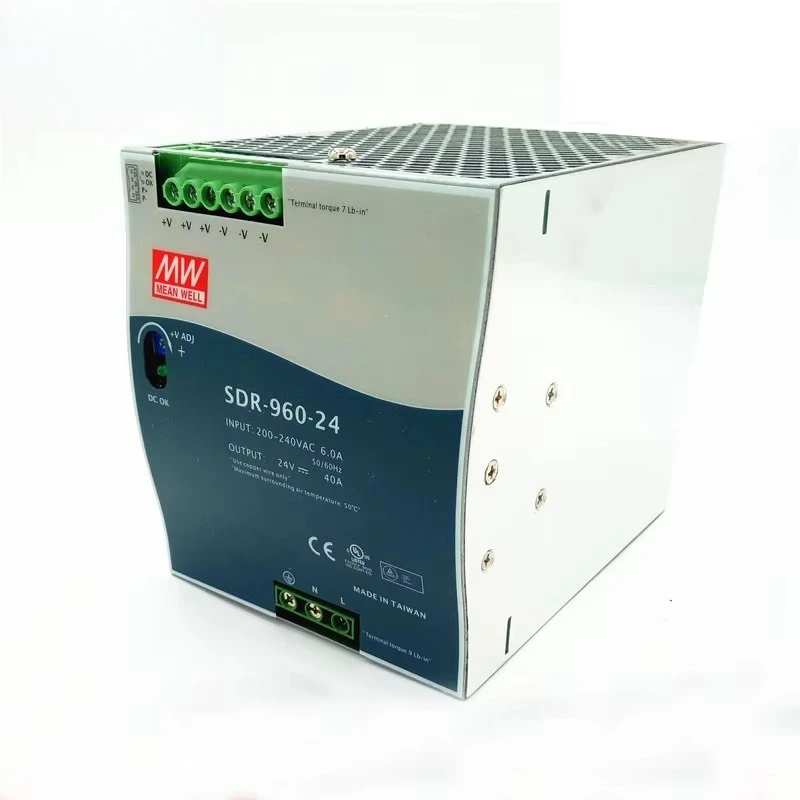 

Импульсный источник питания Meanwell, высокоэффективный режим переключения переменного и постоянного тока, DIN-рейка, SDR-960-24, 960 Вт, 24 В