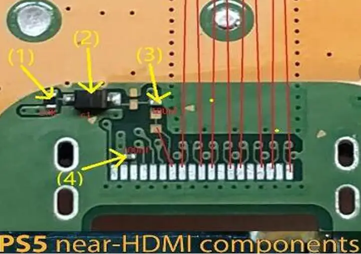 

For PlayStation 5 Motherboard Components Parts For PS5 Near-HDMI Port Connector Diode Capacitors Resistor