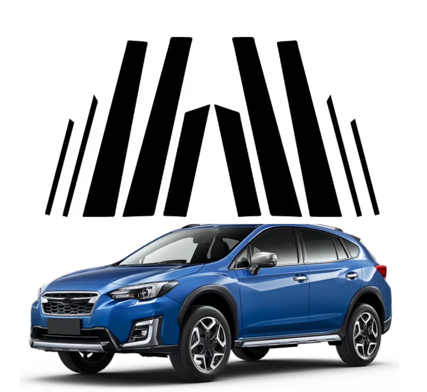 10Pcs Glossy Black Pillar Posts Cover Fit for Subaru Crosstrek 2018 -2023Window Car Door Trim BC Column Sticker