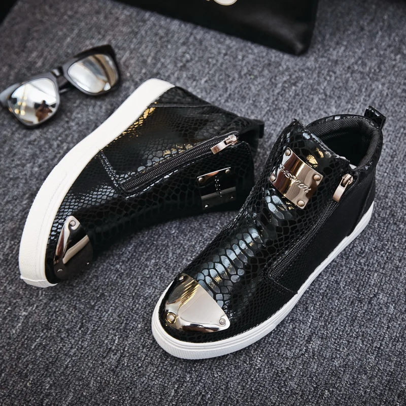 Black Leather Designer Sneakers Men Superstar Shoes Casual High top Trainer Mens Vulcanized Sneakers Zip Street Hip Hop Shoes