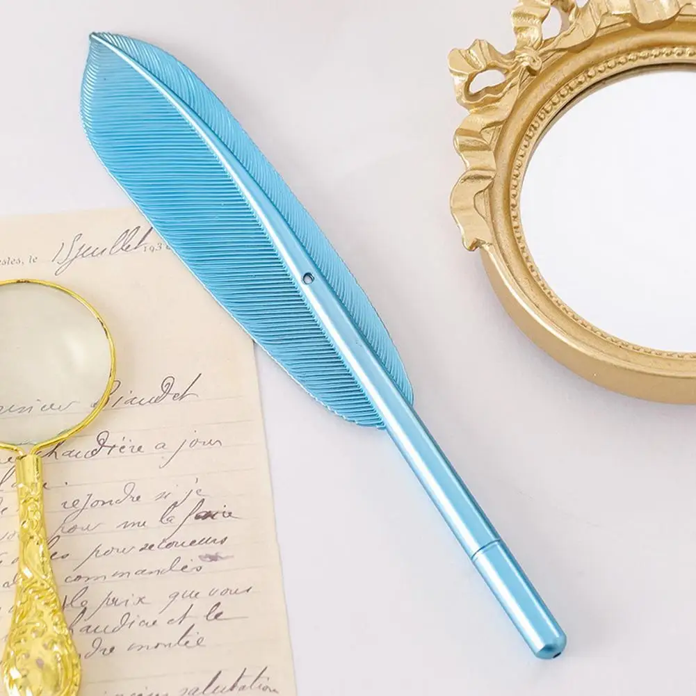 Gift 2Pcs Creative Metallic Color Feather Writing Gel Pens 0.5mm Interesting Pens Lightweight Ballpoint Pen For Writing