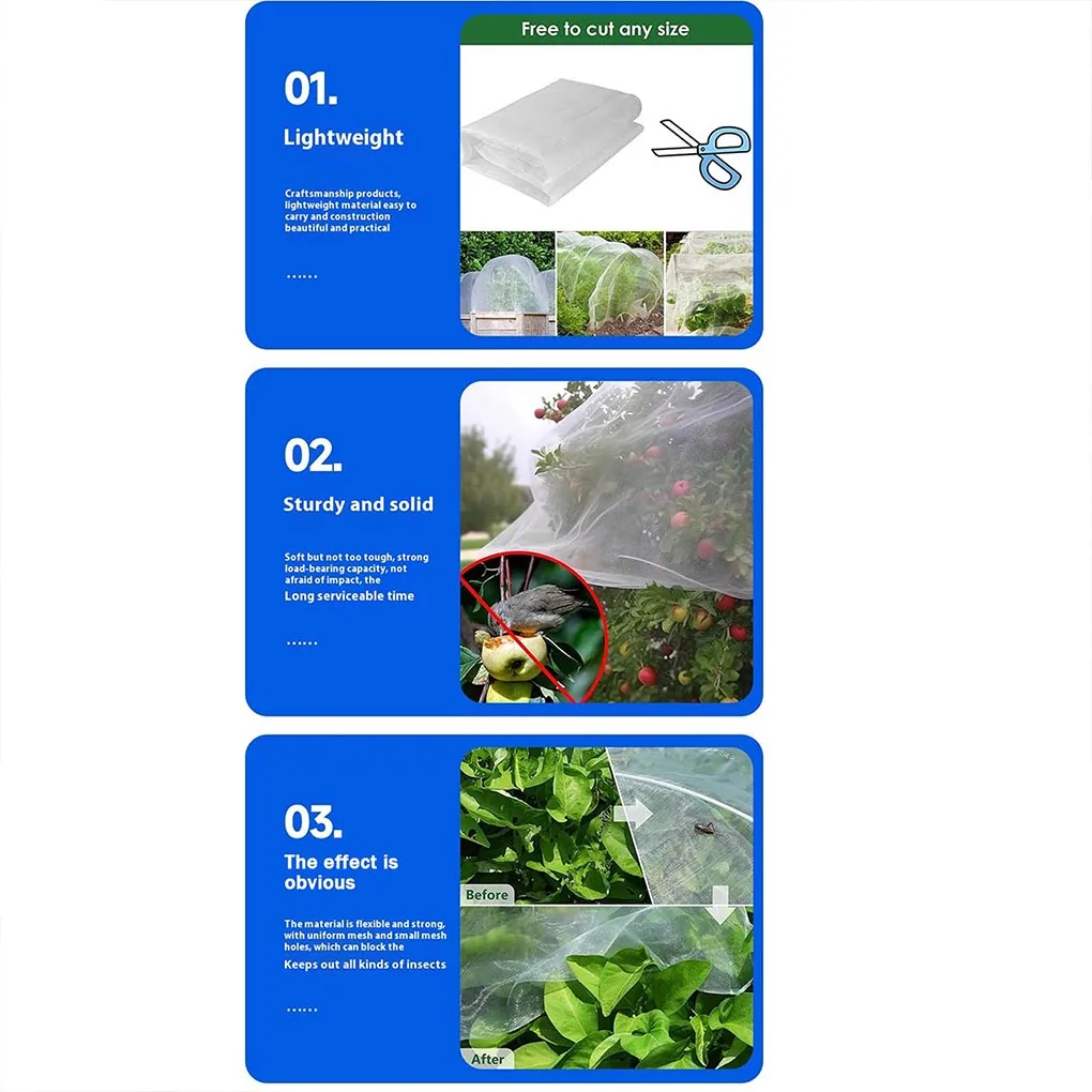 PE Encrypted Mesh Tear Resistant Corrosion Resistant UV Vegetable Pest And Plant Net W:3m H:5m