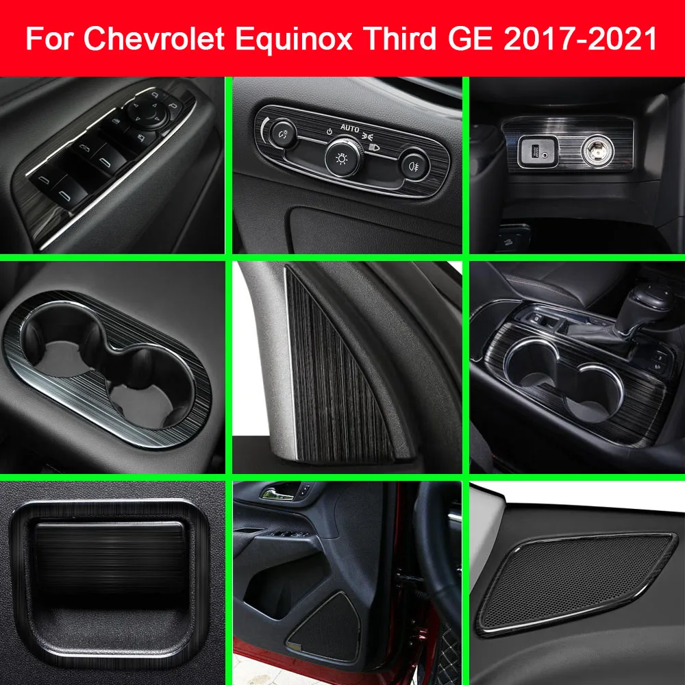 Stainless Steel Co-Pilot Storage Glove Box Cover Brushed Black Door Inner Bowl Frame For Chevrolet Equinox Third GE 2017-2021