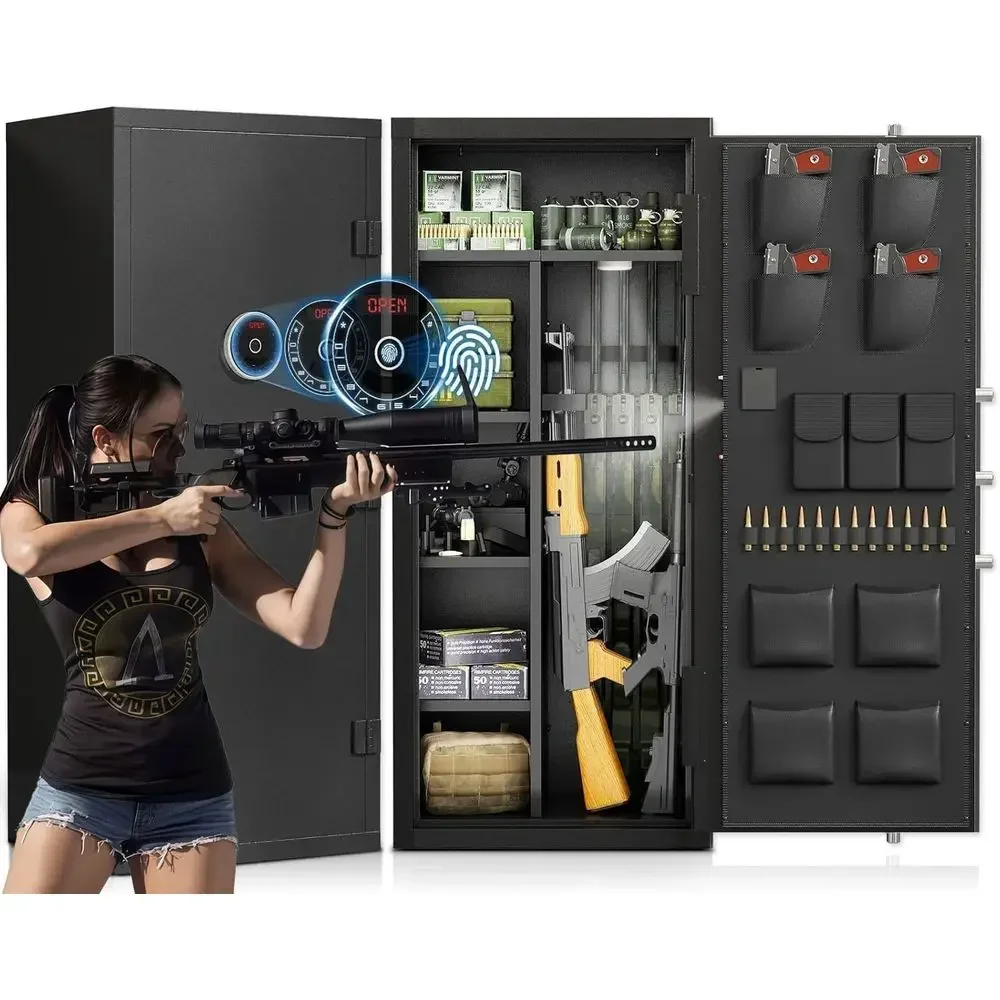 

20-25 Capacity Large Safe with Fingerprint Keypad, Unassembled Rifle and Shotgun Safes, Rifle Safe with Dual Alarm and Mute Feat