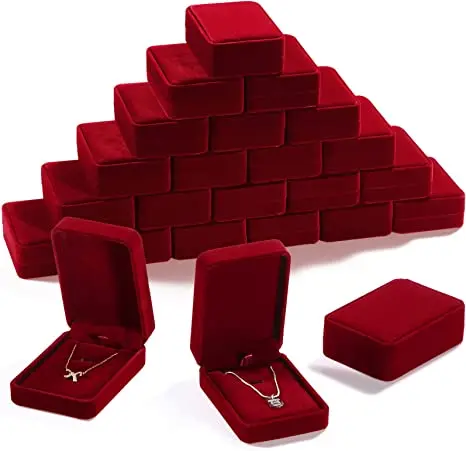 

24 Pcs Necklace Pendant Box Velvet Jewelry Storage Display Case Ring Earring Pendant Jewelry Boxes Pearl Necklace Holder Gift