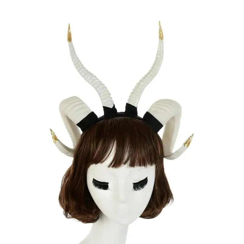 

652F Sheep Horn Headdress Party Goat Horn Headbands for Girls Halloween Costume