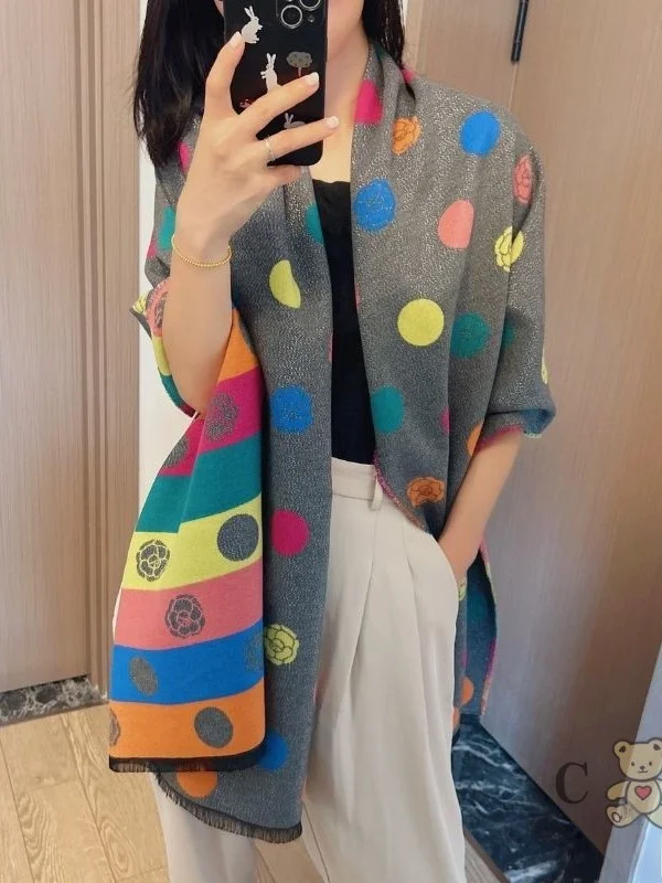 thickened-warm-polka-dot-shawl-women's-autumn-winter-outerwear-anti-cold-scarf-fashionable-double-sided-neck-protection-scarf