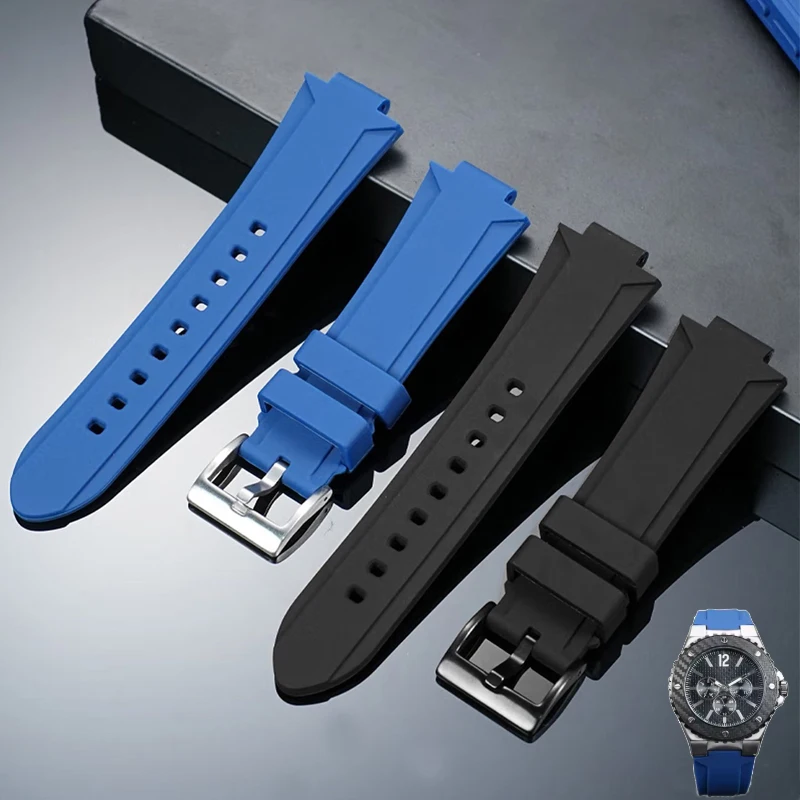 26x14mm Black Blue Watch Strap For GUESS Watch W0149L5 Series Watchband Chain Soft Resin Silicone Rubber Convex Wristband