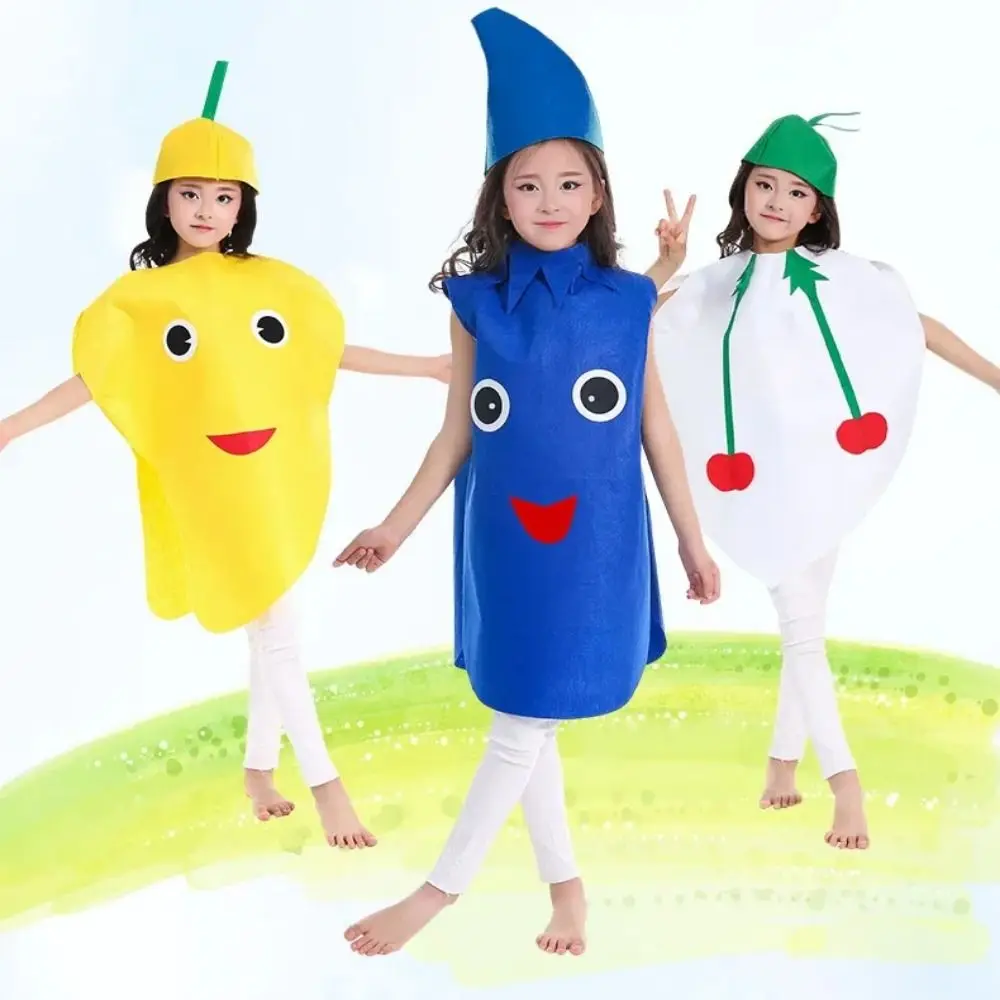 

Food Fruit Veggie Costume Pumpkin Cloak Performance Stage Children Cosplay Costume Parent-child Cartoon Design Performance Suit