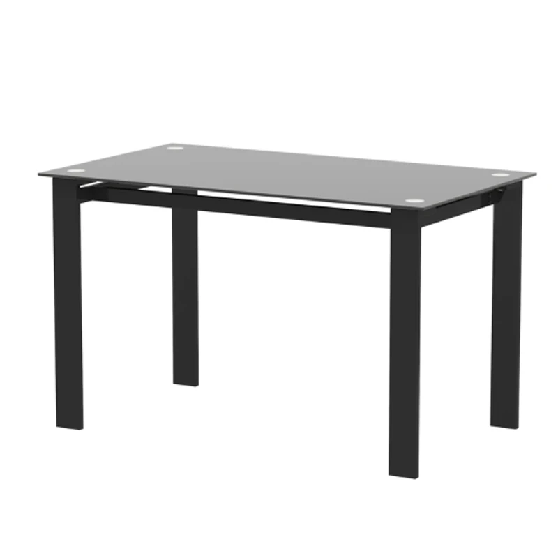 

Modern tempered glass black dining table, simple rectangular metal table legs living room kitchen table