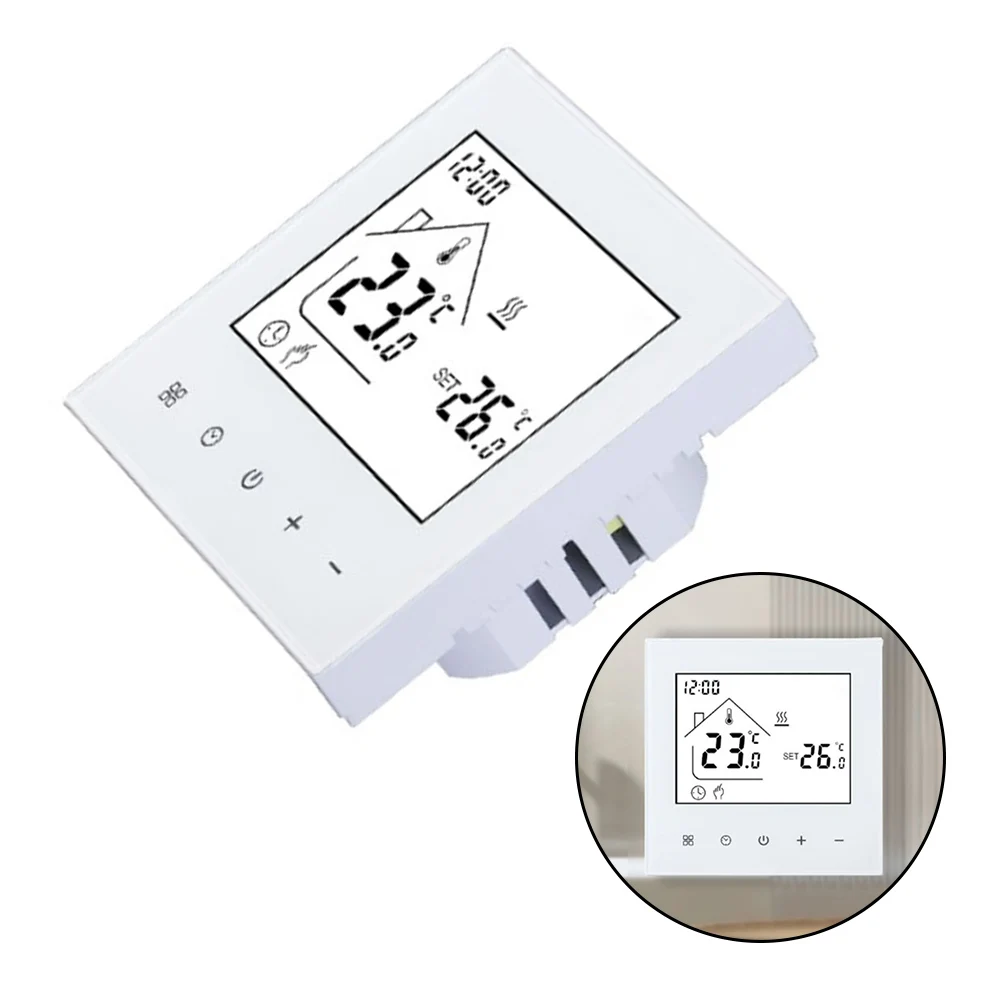 86*86mm Electric Thermostat Ambient And Floor Temperature Sensor User-friendly Interface Weekly Programmability