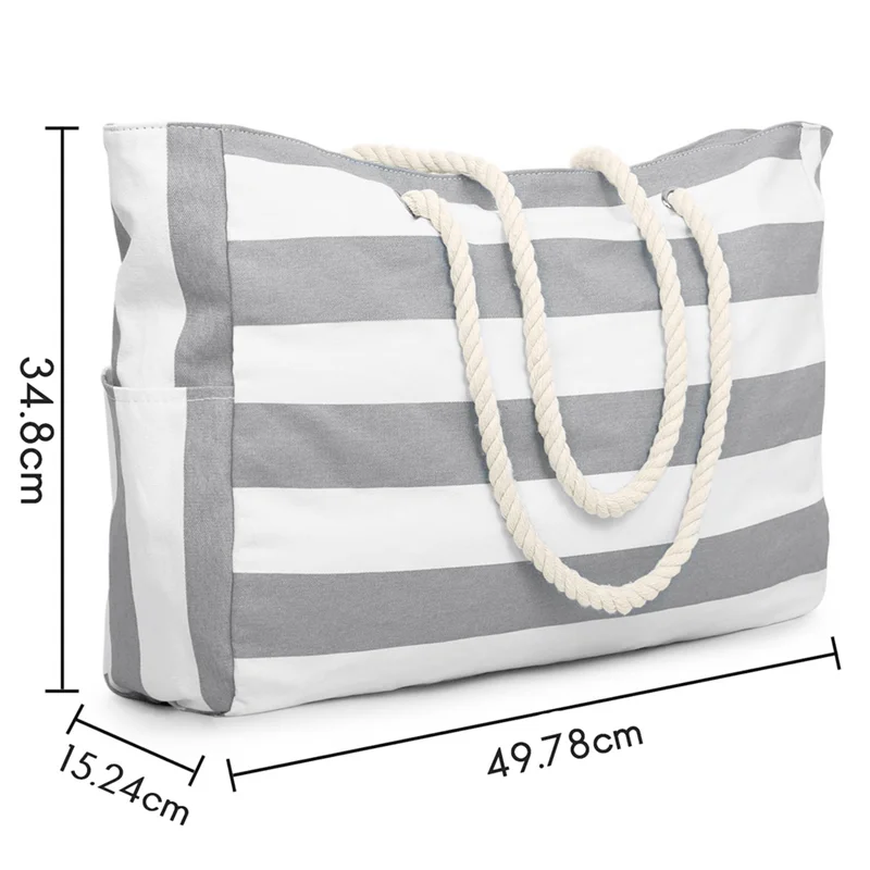 حقيبة شاطئ ABQR، حقيبة سباحة، حقيبة شاطئ مقاومة للماء، حقيبة حمام سباحة، حقيبة شاطئ، حقيبة تسوق، حقيبة كتف قابلة للطي باللون الرمادي