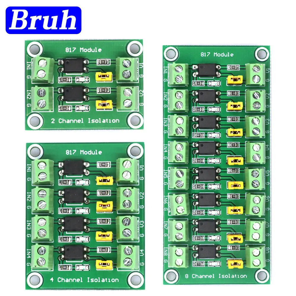 PC817 3.3V-30V 2 Way 4 8 Channel Optocoupler Isolation Board Voltage Converter Adapter Driver Photoelectric Isolated Module