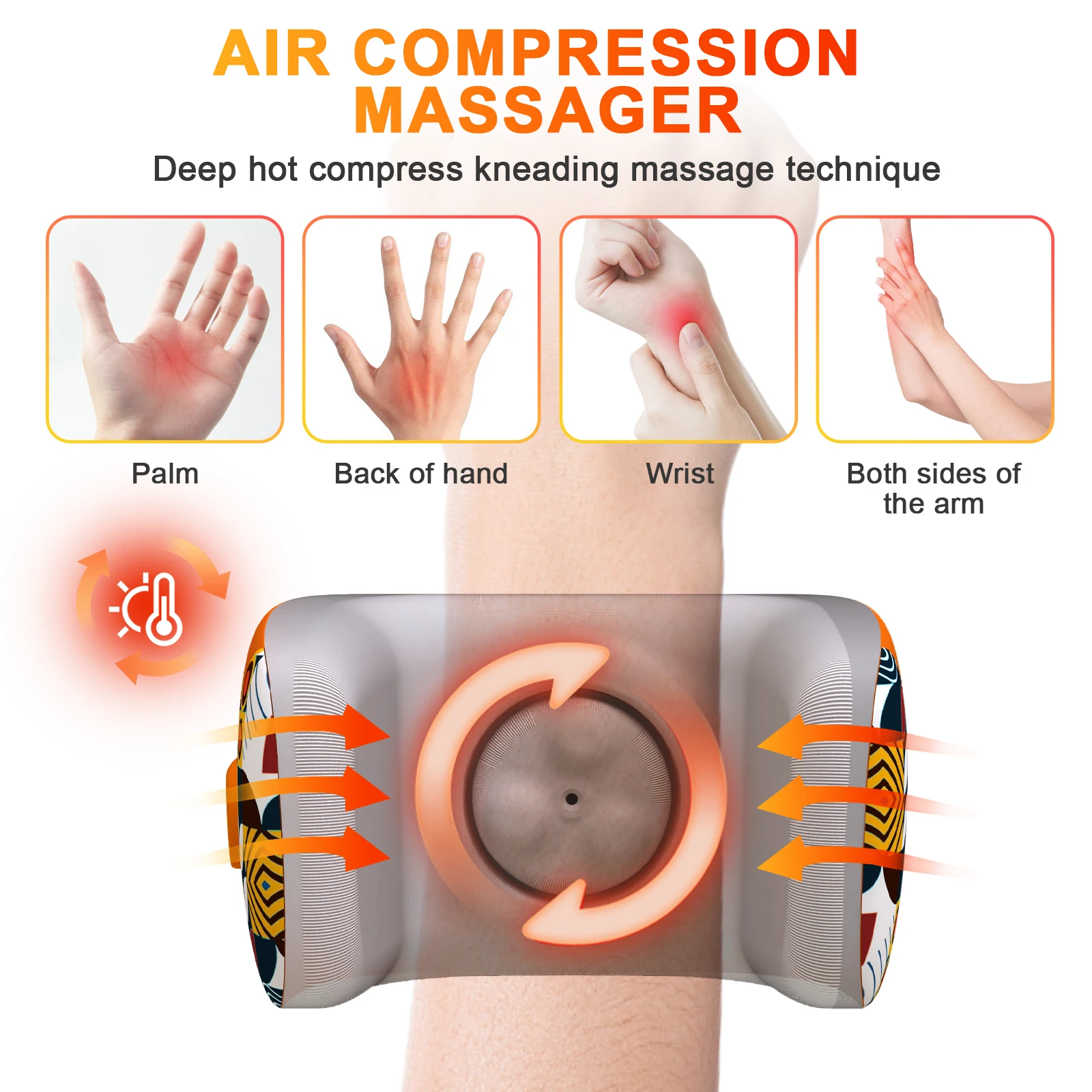 Electric Hand Massager Air Compression Massager Heating Palm Finger Massage Machine for Arthritis Finger Numbness Pain Relieve