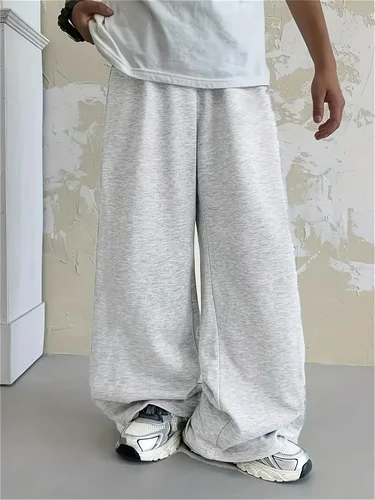 Imagen 2 del producto Pantalón gris holgado y recto. Pantalón suave y de uso diario. Pantalón sudadera unisex. Ropa informal de algodón para todas las estaciones. pantalones hombres