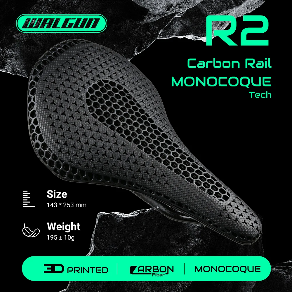 3D Printing Tablet - WALGUN R2 3Dプリント自転車カーボンサドル 女性男性用 グラベルロードMTBマウンテンTTサイクリングシート 7*9
