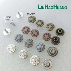 Wholesale 9.5mm 200sets brass garment jeans rivets with alum nail bronze /black nickle/nickle/red cooper color and 1set of tools