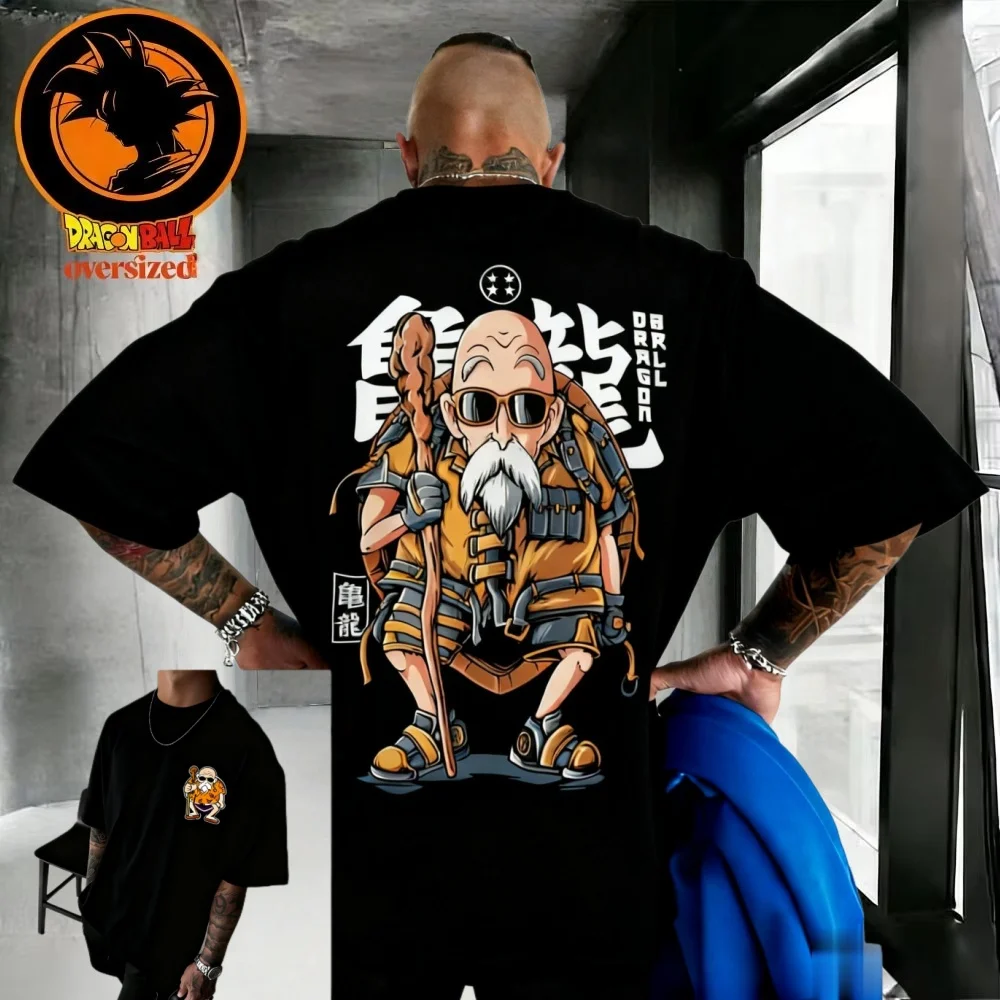 2026 Sommer Dragon Ball Retro Hochwertiges Baumwoll-Herren-Oversize-T-Shirt mit Master Roshi Aufdruck Unisex Kinder Freizeithemd