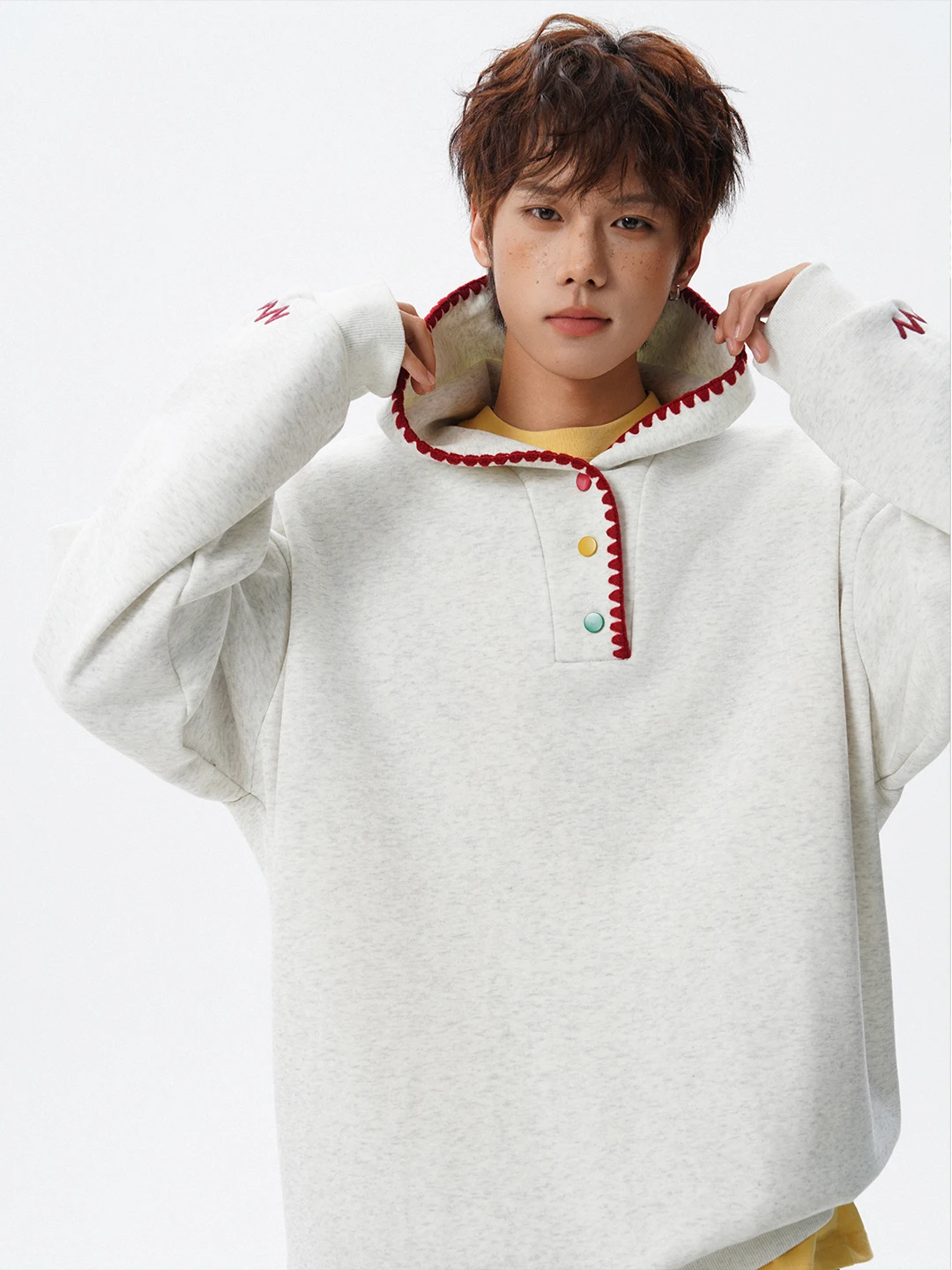 

Thiened Embroidered Hoodie Sweatirt Men's Loose Fit Autumn Winter Faion Brand Casual Outerwear with Kangaroo ket