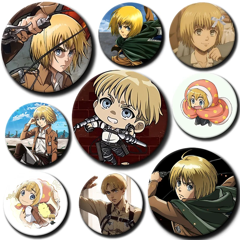 Cartoon Character Armin Arlert Soft Button Pin Anime Armin Arlert Brooch Creative Badge for Backpack Clothes Decoration Gift