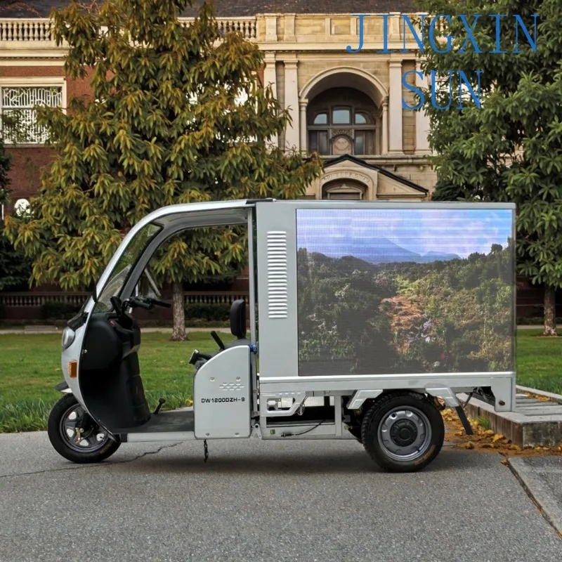 High Quality Light Emitting Diode Cargo Electric Tricycle New Closed Outdoor Promotional Vehicle Advertisement