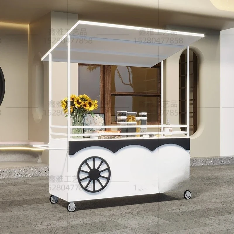 European mobile wrought iron flower car night market stall market stall  square stall Internet celebrity cart