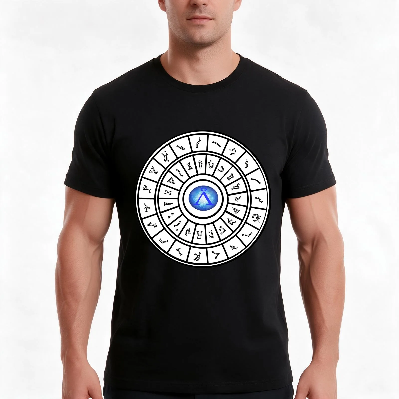 Stargate: Wormhole Dialing Ring T-Shirt, Summer Casual Cotton Tee, Oversized Streetwear Tops, Vintage Graphic Print, 100% Cotton