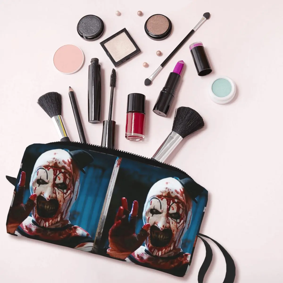 Terrifier 2 Makeup Bag Cosmetic Organizer Storage Dopp Kit Toiletry Cosmetic Bag for Women Beauty Travel Pencil Case