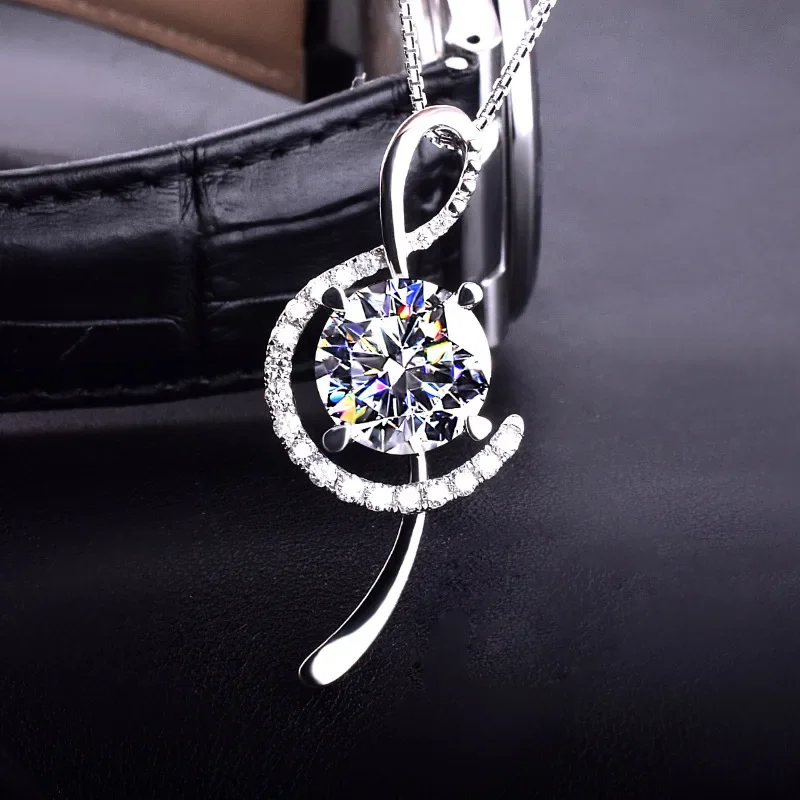 Women's Creative Sweet Elegant Note Pendant Necklace Plated PT950 Imitation Diamond Karat New Jewelry