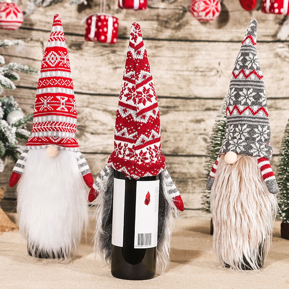 

4pcs Red Xmas Bottle Cover Decor Christmas Party Supplies Xmas nament Christmas Bottle Cover Holiday Adornments