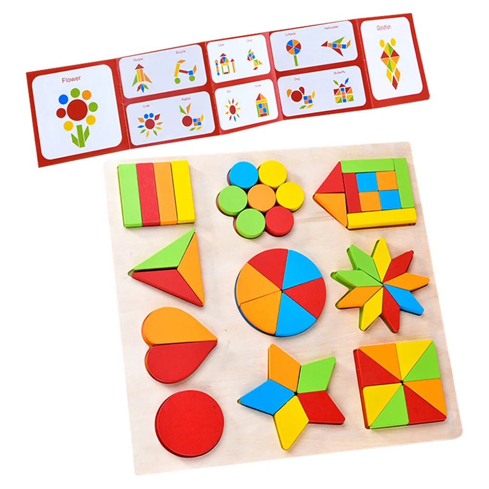 1 set 1 Set Wooden Geometric Shape Matching Board Kids Educational Montessori Color Sensory For Toddlers Early