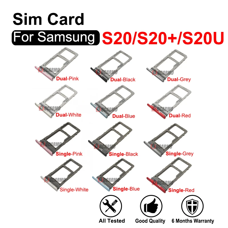 For Samsung Galaxy S20 Ultra Sim Card S20+ S20 Plus Single & Dual Sim Tray MicroSD Holder Nano Slot Replacement Part