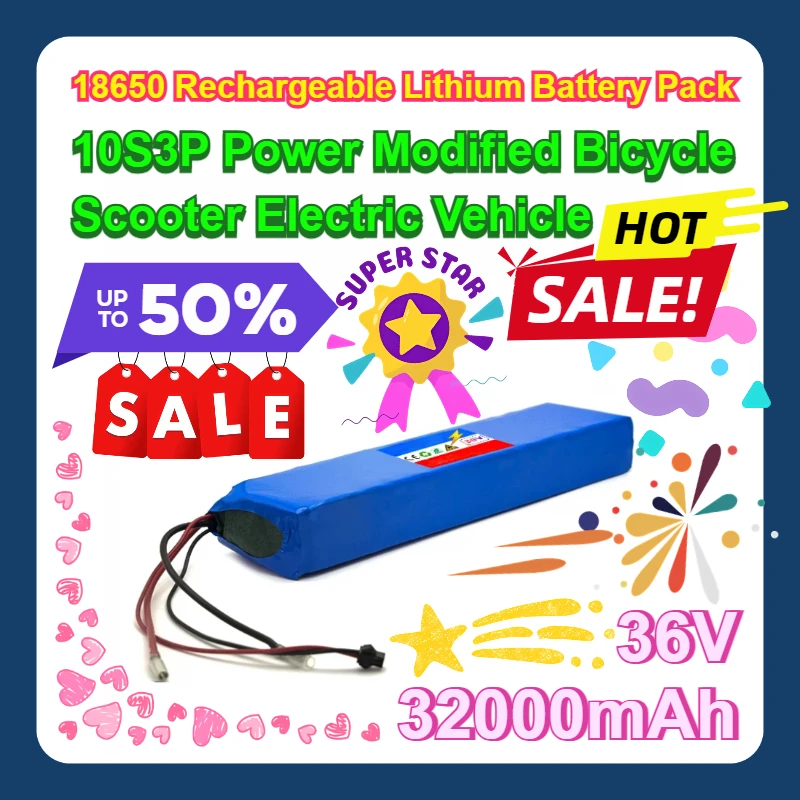 

10S3P Power Modified Bicycle Scooter Electric Vehicle 36V 32000mAh 18650 Rechargeable Lithium Battery Pack