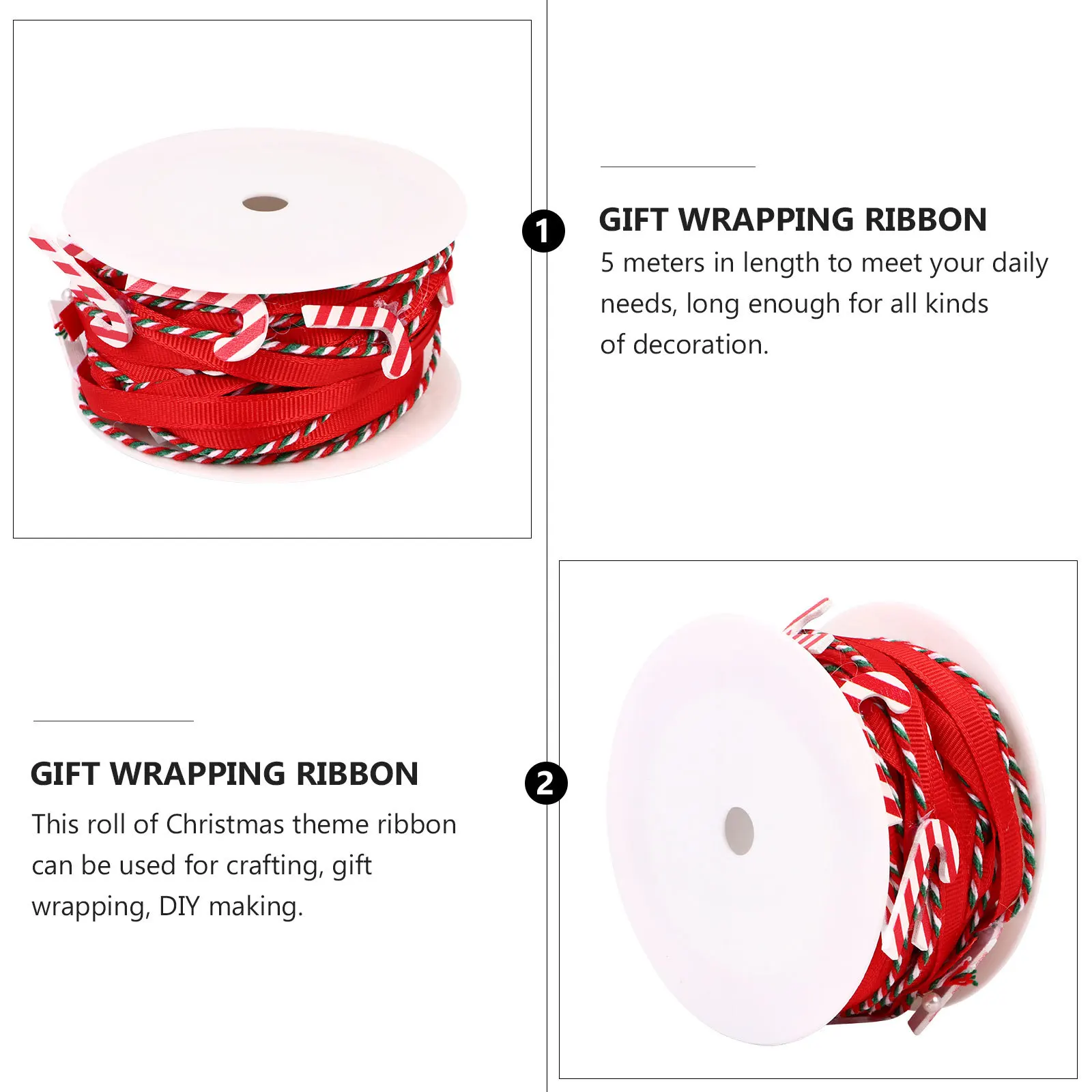 

5 Meters Christmas Ribbon 5M Length Decorative Craft Ribbon For Gift Wrapping Diy Party Decoration Festive Packaging Supply