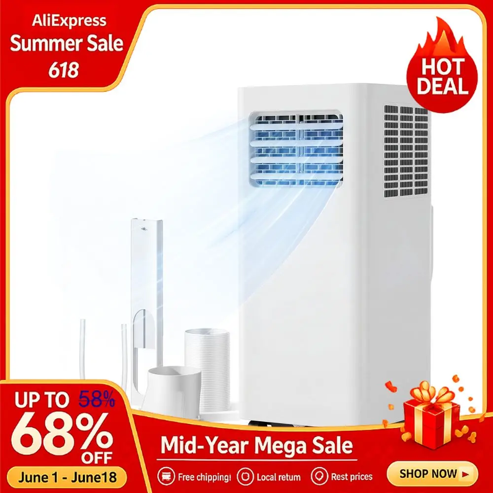 

8000 BTU Portable Air Conditioner, 3in1 Cools 350 Sq.Ft, Quiet AC Fan amp Dehumidifier, LED Display, Remote, 24H Timer, Custom