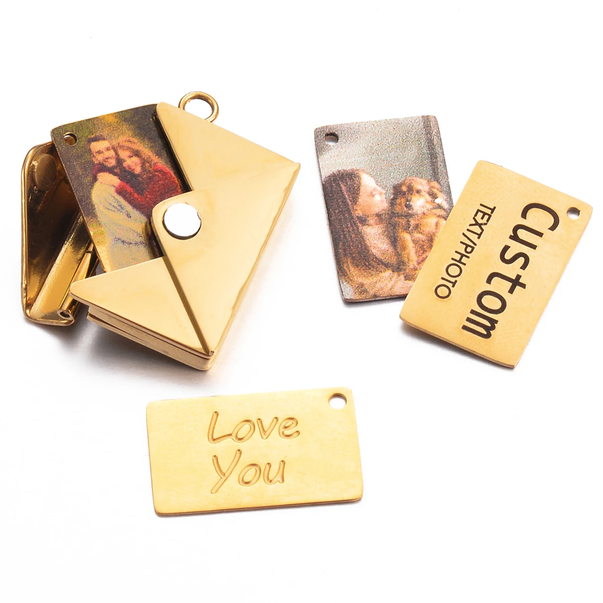 Love Letter Envelope Pendant Customized Stainless Steel Love You for Valentine Mother Day Gift Jewelry Accessories NO CHAIN