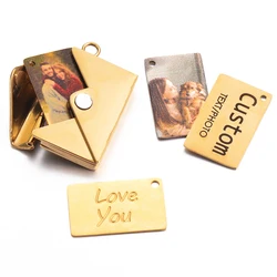 Colgante de sobre de acero inoxidable personalizado, accesorios de joyería SIN Cadena, carta de amor, amor, regalo del Día de la madre, San Valentín