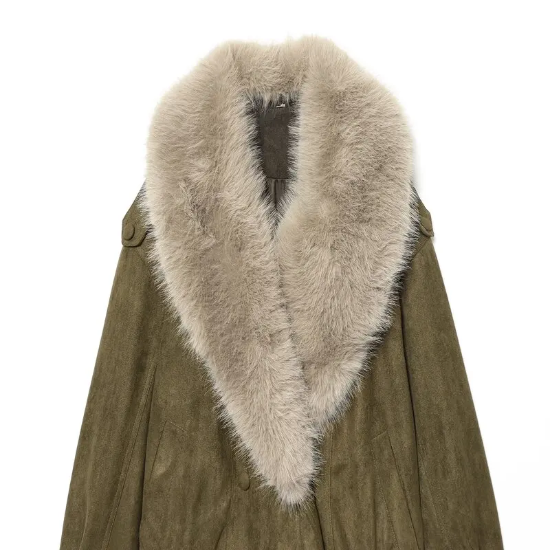 شتاء 2025 المرأة Faion جلد Jaet المخملية سطح Quali كل مباراة Sle جديد وصول معطف الوقوف صالح طويل Sve