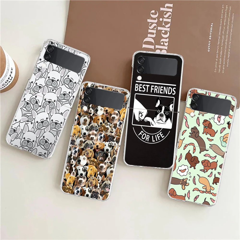 

Dog French Bulldog Phone Cover For Samsung Galaxy Z Flip 4 Case Transparent For Samsung Z Flip 3 Hard PC Luxury Foldable Shell