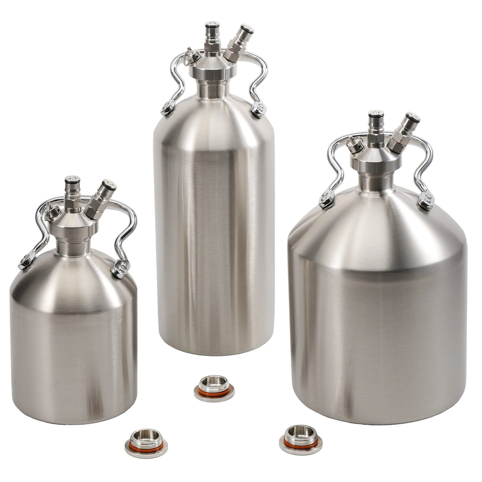 

Single Handle Mini Keg with Ball Lock Spear 2/3.6/5L Stainless Steel 304 Single Wall Portable Picnic Barrels Beer Keg Homebrew