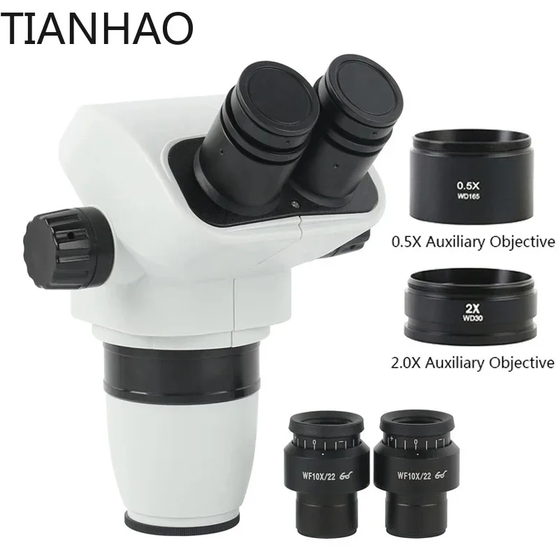 3.35X 6.7X 45X 90X Simul-Focus Parfocal Binocular Stereo Microscope Head WF10X/22mm Eyepiece for Precision Parts Assembly