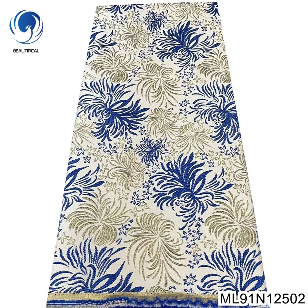 

Nigeria High Quality Lace Fabric White Flower Pattern African Jacquard French Wedding Dress ML91N125