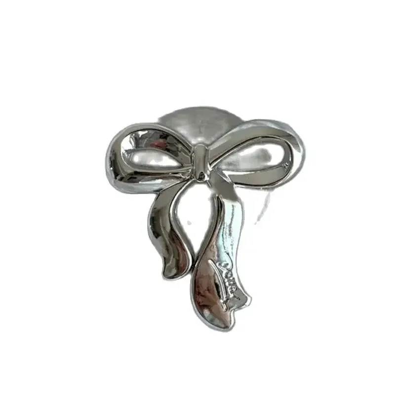 INS Korean Silver Bowknot Griptok Bow Phone Holder Finger Ring Holder Stand Support for IPhone Samsung Foldable Socket Bracket