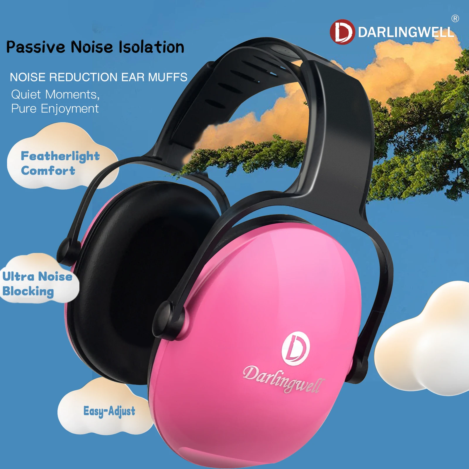 Ear Protection Ear Muffs Noise Reduction NRR 20dB Adjustable Hearing Protection for Working Mowing