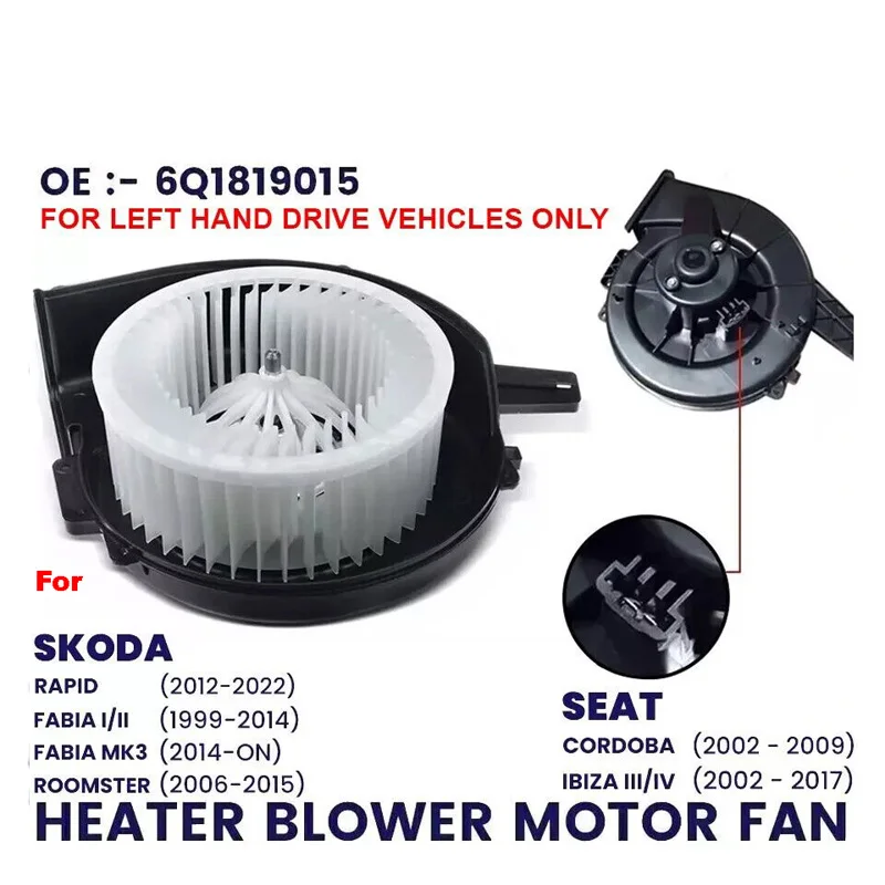 

HEATER BLOWER FAN MOTOR FOR SEAT CORDOBA TOLEDO SKODA FABIA MK1 MK2 MK3 ROOMSTER