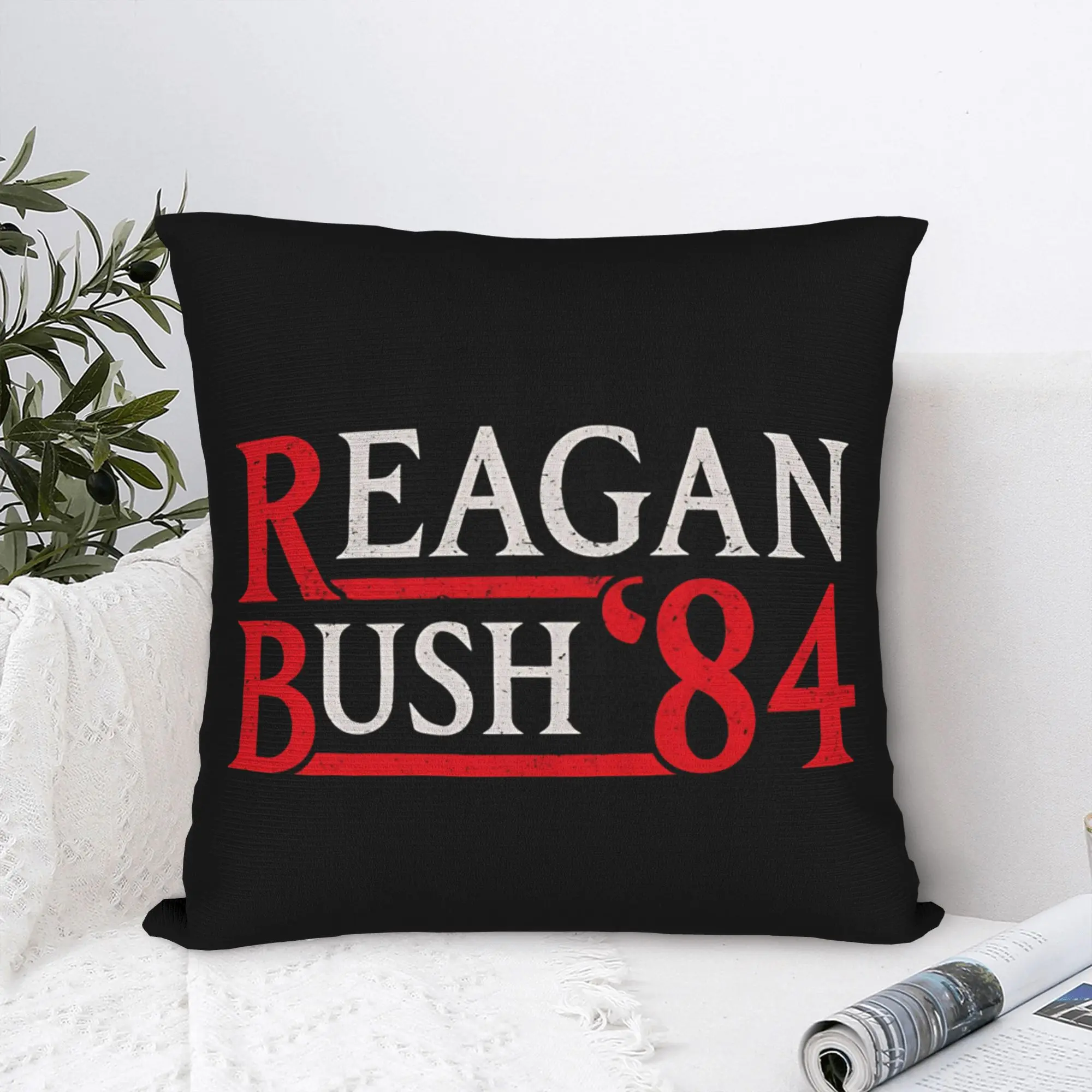 Reagan Bush 84 Square Pillow Cases US Flag Cushion Cover Awesome Zippered Decorative Pillowcase for Car 45*45cm