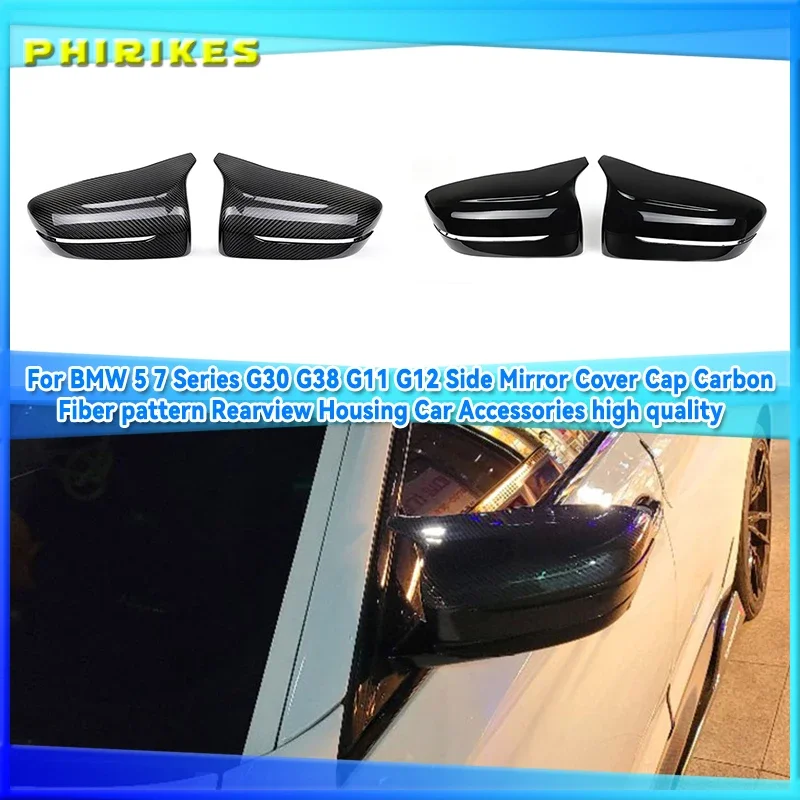 

For BMW 5 7 Series G30 G38 G11 G12 Car Rear View Side Wing Mirror Cap black Carbon Fiber pattern car accessories 2017 2018 2016