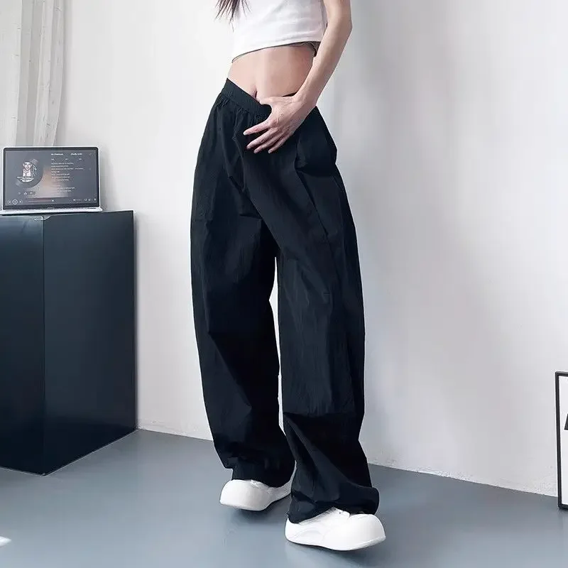 سراويل رياضية غير رسمية جديدة لصيف 2024 سريعة الجفاف ، فضفاضة وتنحيف ، سراويل بطول الأرض ، خصر عالي ، سراويل واسعة الساق للنساء